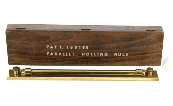 Règle de marine en laiton en coffret boi