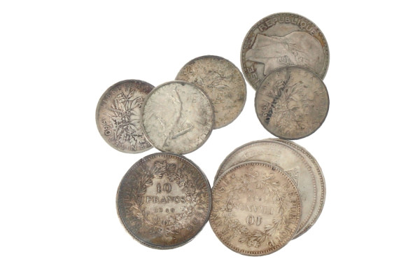 France, lot de pièces en argent : 2 pièc
