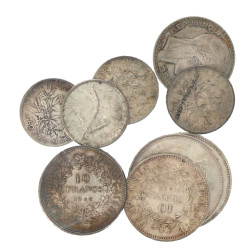 France, lot de pièces en argent : 2 pièc