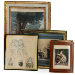 Ecole XIXème - Lot de 5 encadrements : u