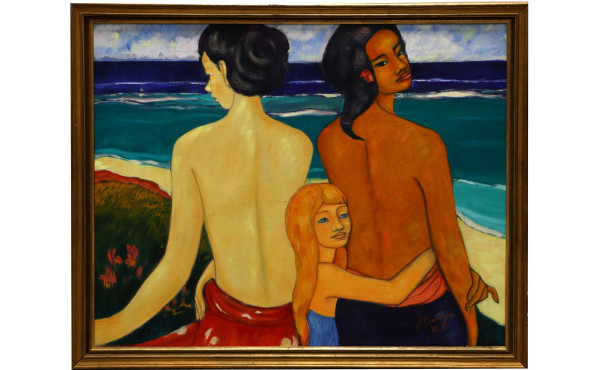 Fernand DARAGON (1929-?) "Femmes et fill