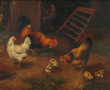 Ecole fin Xxème "Poules et poussins", hu