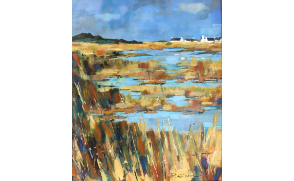 Pierre CARON (Xxème) "Le marais", huile 