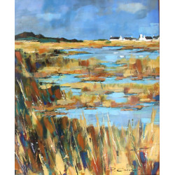 Pierre CARON (Xxème) "Le marais", huile 