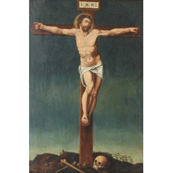 Ecole XVIIIème "Christ en croix", huile 
