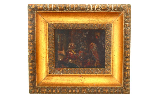 Ecole XIXème "Couple dans un intérieur e