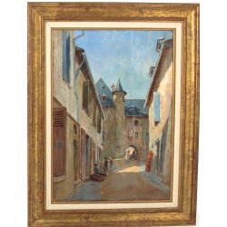 Ecole Française début Xxème "Rue de vill