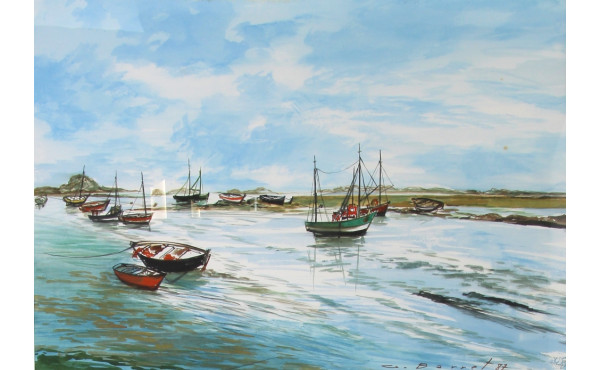 Gaston BARRET (1910-1991) "Bateaux et ba