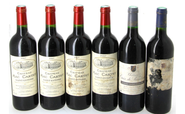 Lot de 6 bouteilles de BORDEAUX: - 4 B 