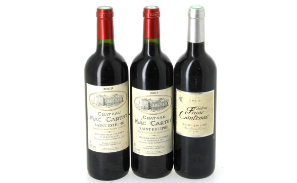 Lot de 3 bouteilles de BORDEAUX: - 2 B 