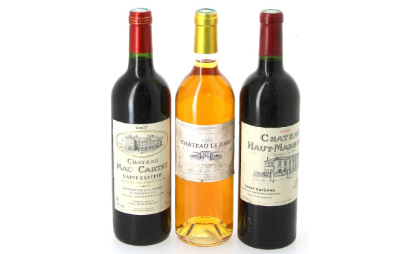 Lot de 3 bouteilles: - 2 B St ESTEPHE C