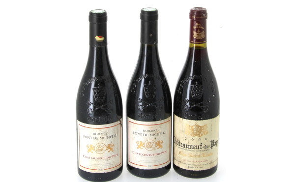 Lot de 3 bouteilles CHATEAUNEUF DU PAPE: