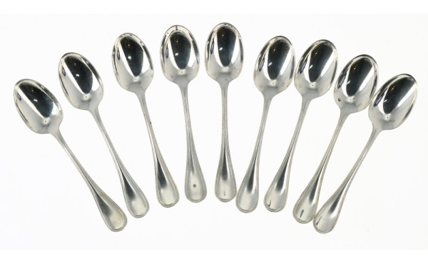 CHRISTOFLE - Modèle "PERLES" - 9 cuillèr