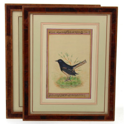 Deux gouaches persanes à décor d'oiseaux