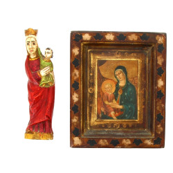 Ste Vierge, sujet en bois sculpté polych