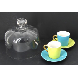 Paire de tasses à café et sous-tasses en
