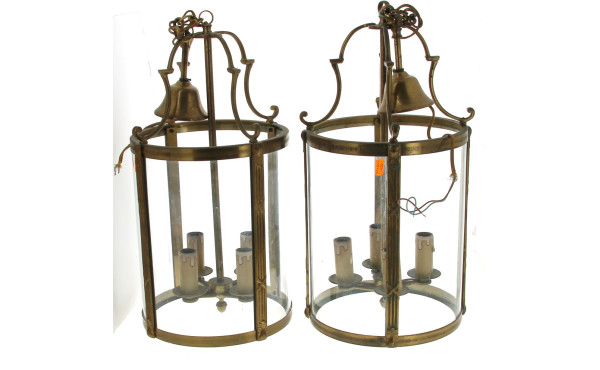 Paire de lanternes circulaires en laiton