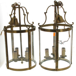 Paire de lanternes circulaires en laiton