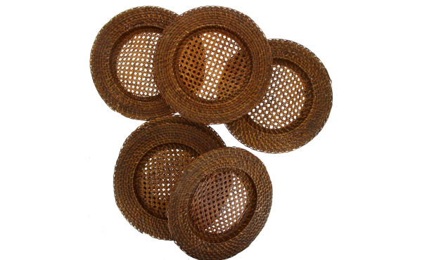 6 assiettes de présentantion en osier et