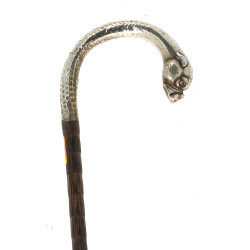 Canne ancienne à pommeau en argent en fo