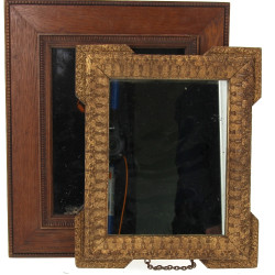 Petit miroir ancien en bois et stuc doré