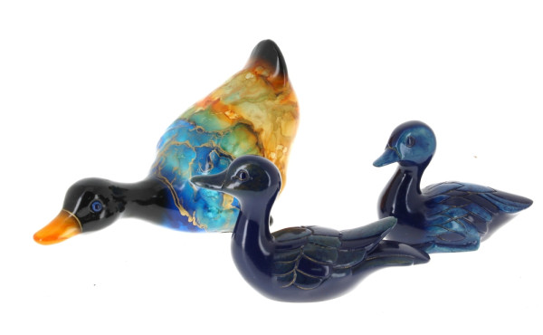 Lot de 3 canards décoratifs dans les ton