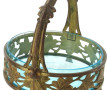 Coupe à fruits en laiton et verre bleu, 