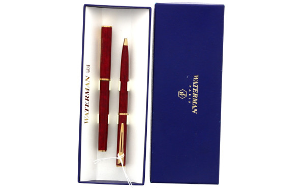 WATERMAN - Parure rouge marbré et or, bi