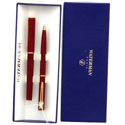 WATERMAN - Parure rouge marbré et or, bi