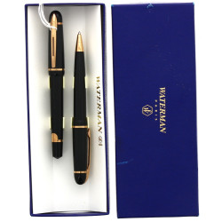 WATERMAN - Parure noir et or, roller et 