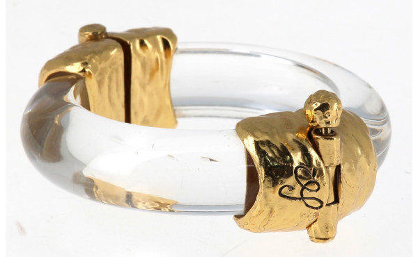 Bracelet jonc en métal doré et plexiglas