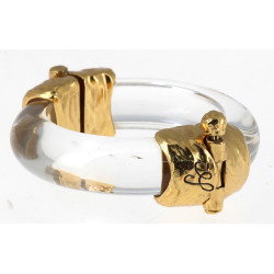 Bracelet jonc en métal doré et plexiglas