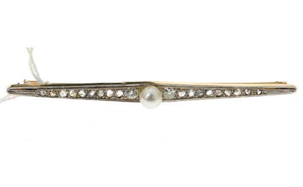 Broche barrette ancienne deux ors 18 cts