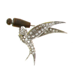 Broche ancienne en forme d'oiseau, en or