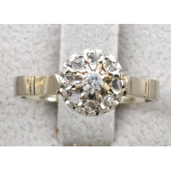 Bague ancienne en or gris 18 cts et plat