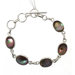 Bracelet en argent et coquille d'ormeaux