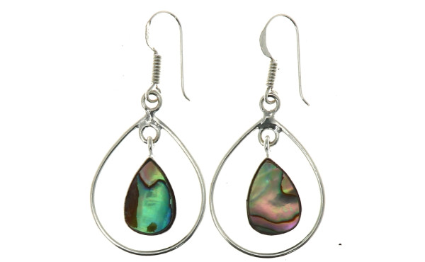 Paire de BO pendantes en argent et coqui