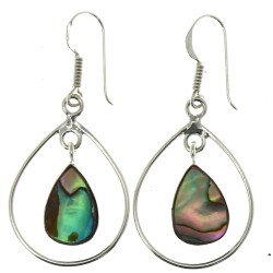 Paire de BO pendantes en argent et coqui