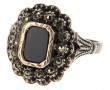 Bague en argent 925ème, onyx noir et mar
