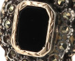 Bague en argent 925ème, onyx noir et mar