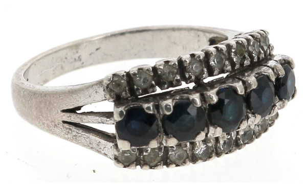 Bague jonc en argent 925ème, pierres bla