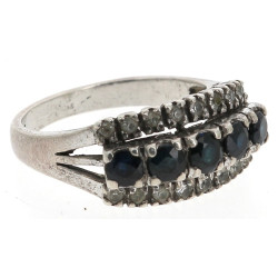 Bague jonc en argent 925ème, pierres bla