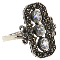 Bague ancienne en argent 925ème et stras