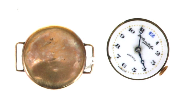 Boîtier de montre or 9 cts, poids 1,70 g