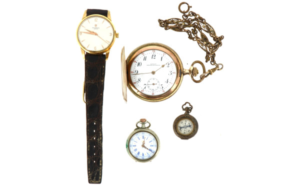 Montre de gousset en plaqué or avec chaî