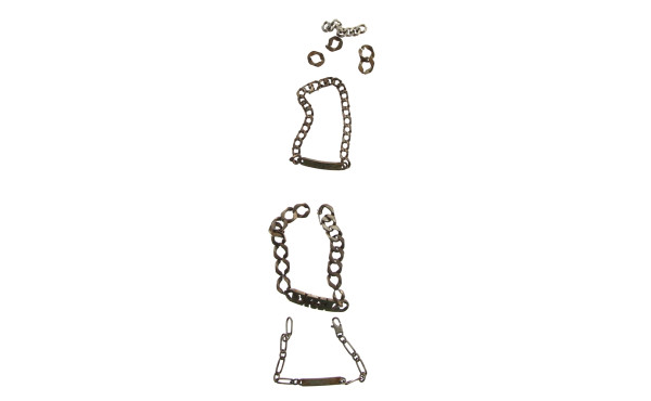 Gourmettes en argent et maillons, poids 
