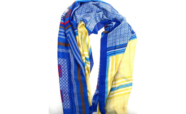 Grand foulard en viscose et soie, multic