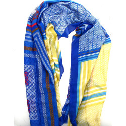 Grand foulard en viscose et soie, multic