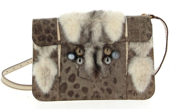 FENDI - Sac à main en cuir, pierres natu