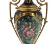 Grand vase en métal émaillé bleu de four